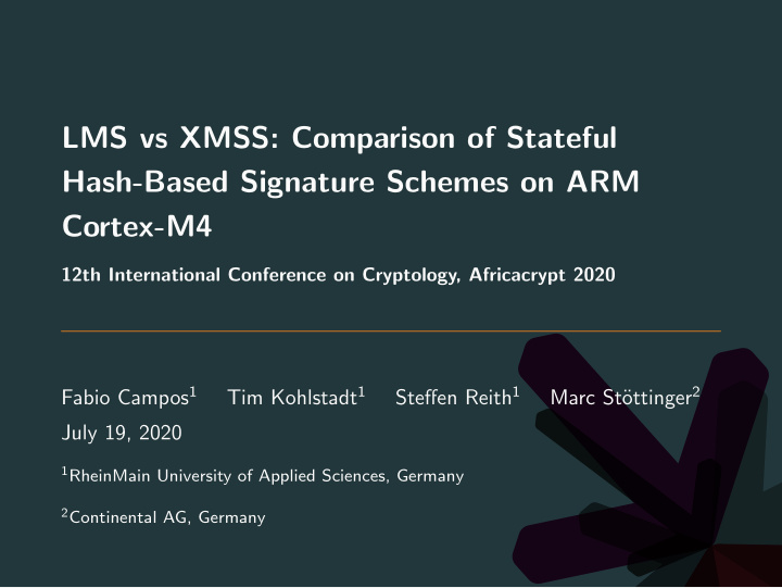 lms vs xmss comparison of stateful hash based signature