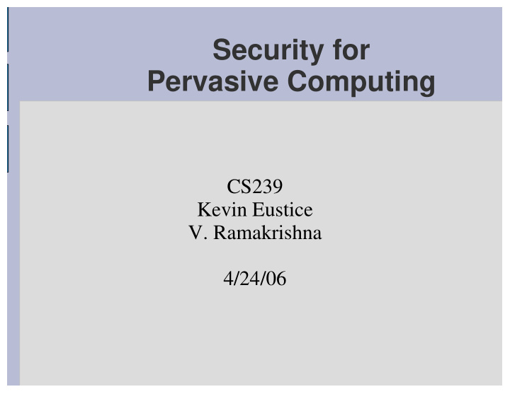 security for pervasive computing