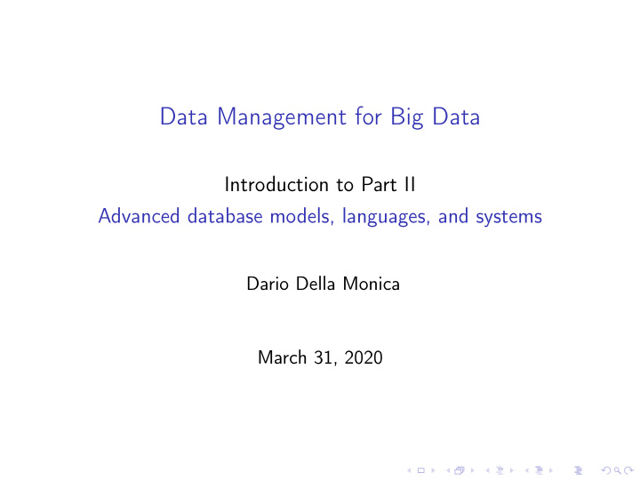 data management for big data