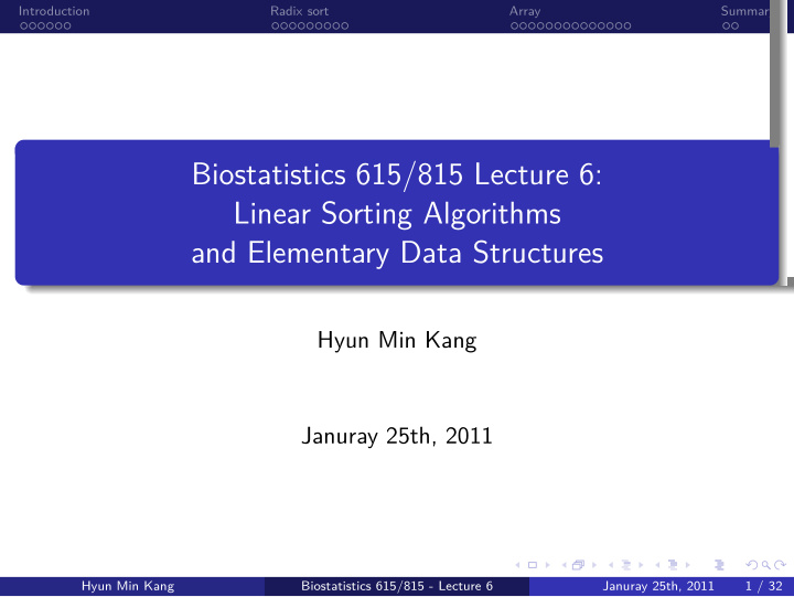and elementary data structures linear sorting algorithms