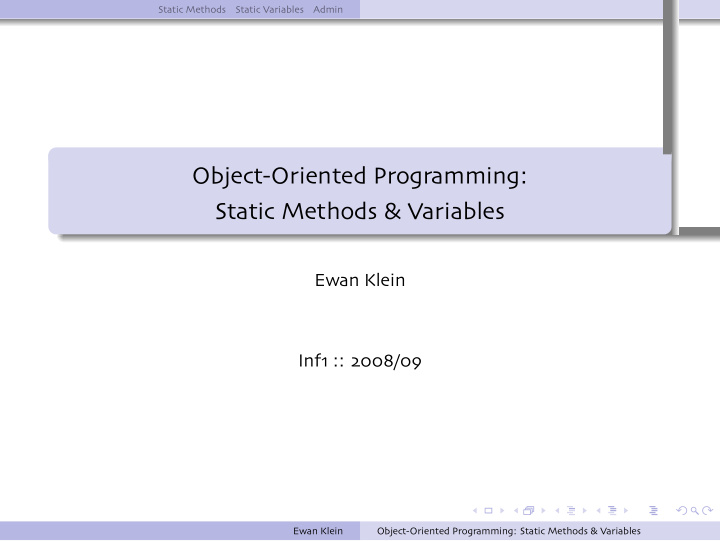 object oriented programming static methods variables