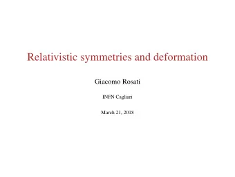 Relativistic symmetries and deformation  Giacomo Rosati  INFN Cagliari  March 21, 2018