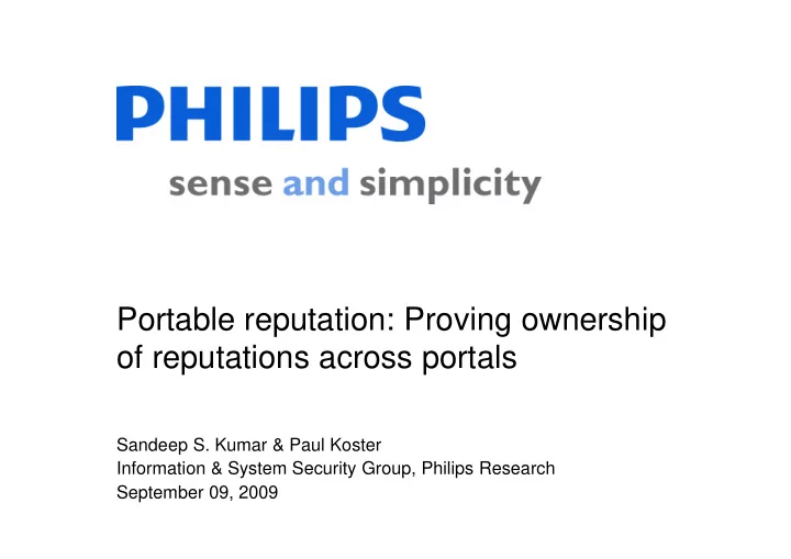 portable reputation proving ownership of reputations