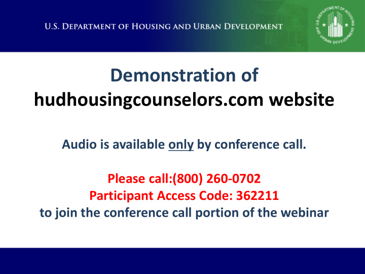 demonstration of hudhousingcounselors com website