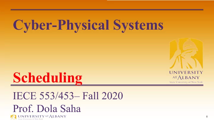 cyber physical systems scheduling