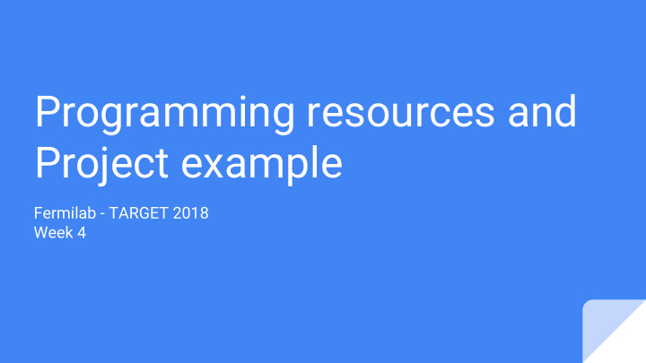 programming resources and project example