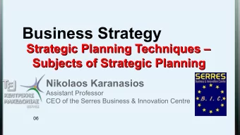 Business Strategy  Strategic Planning Techniques   Strategic Planning Techniques   Subjects