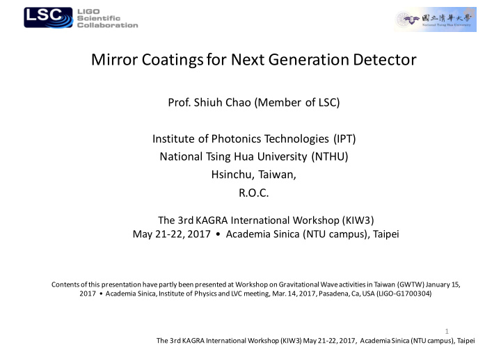 mirror coatings for next generation detector