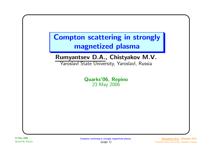 compton scattering in strongly magnetized plasma