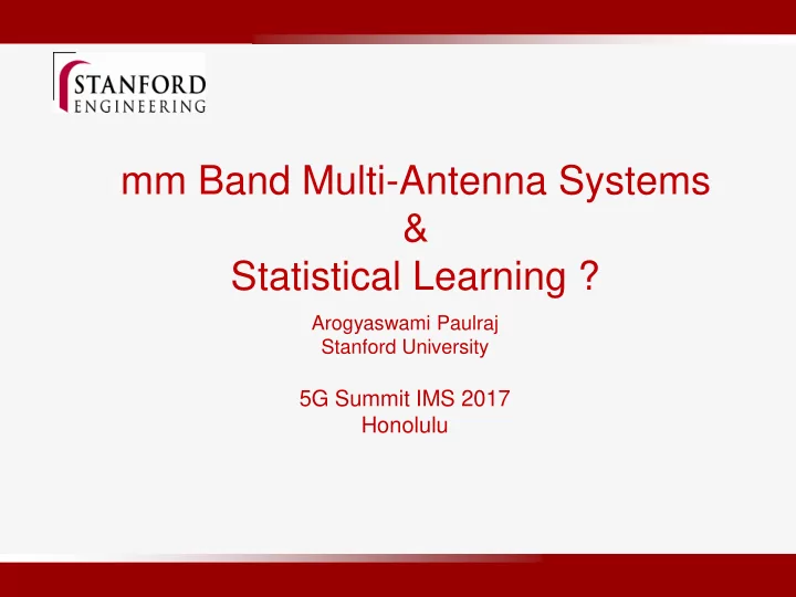 mm band multi antenna systems