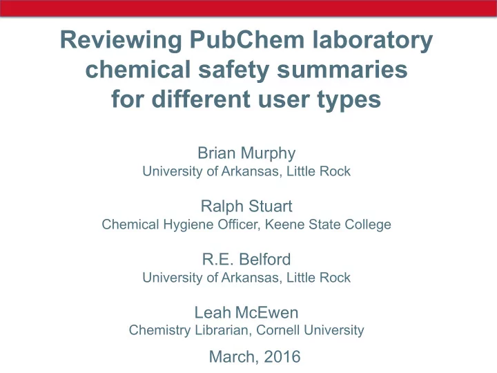 reviewing pubchem laboratory chemical safety summaries