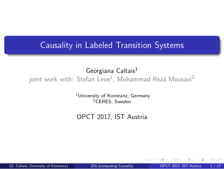 causality in labeled transition systems