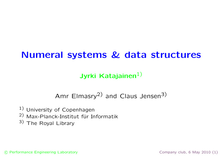 numeral systems amp data structures