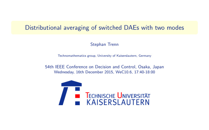 distributional averaging of switched daes with two modes