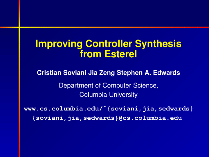 improving controller synthesis from esterel
