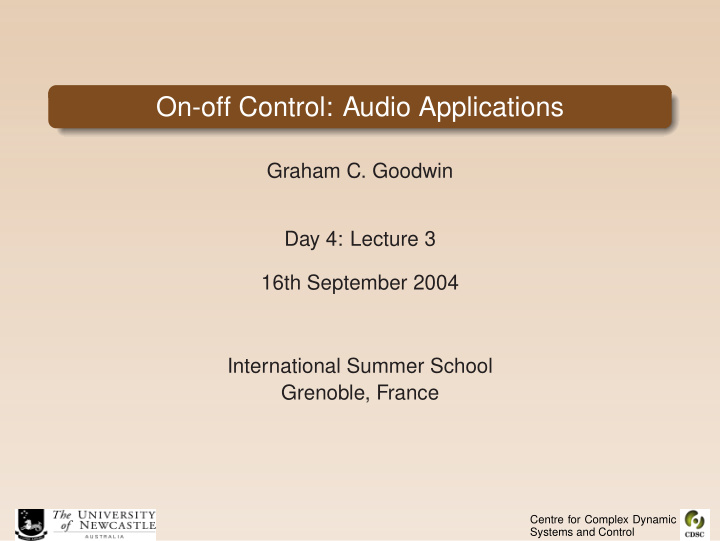 on off control audio applications