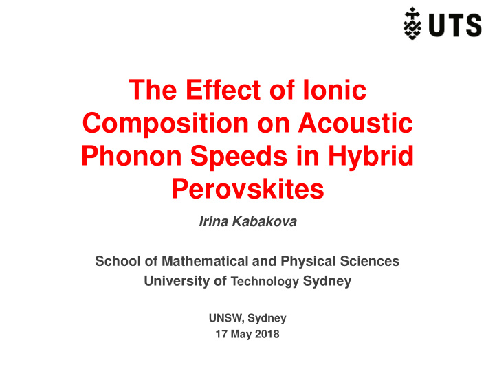 the effect of ionic composition on acoustic phonon speeds