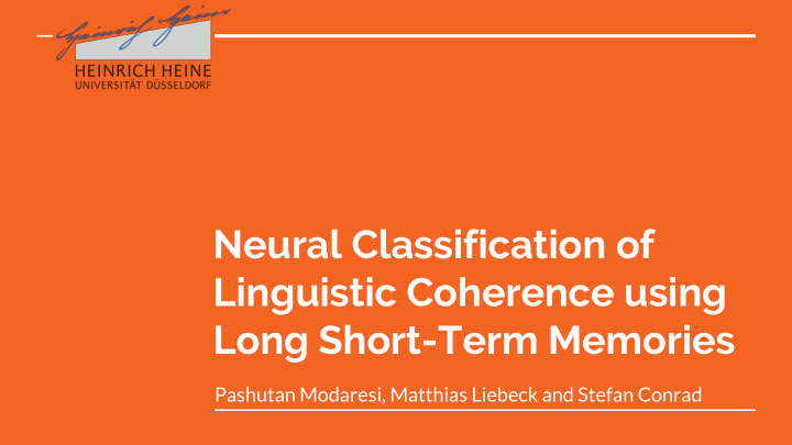 neural classification of linguistic coherence using long