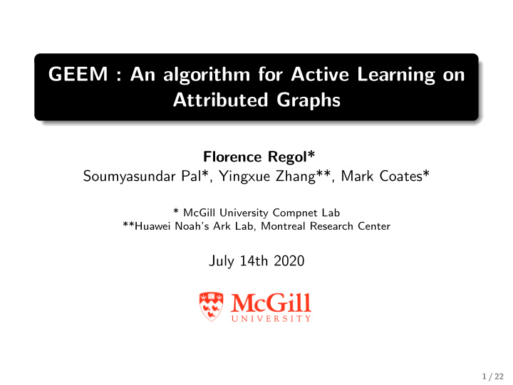 geem an algorithm for active learning on attributed graphs