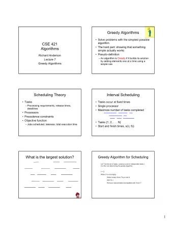 Greedy Algorithms   Solve problems with the simplest possible  algorithm  CSE 421   The hard