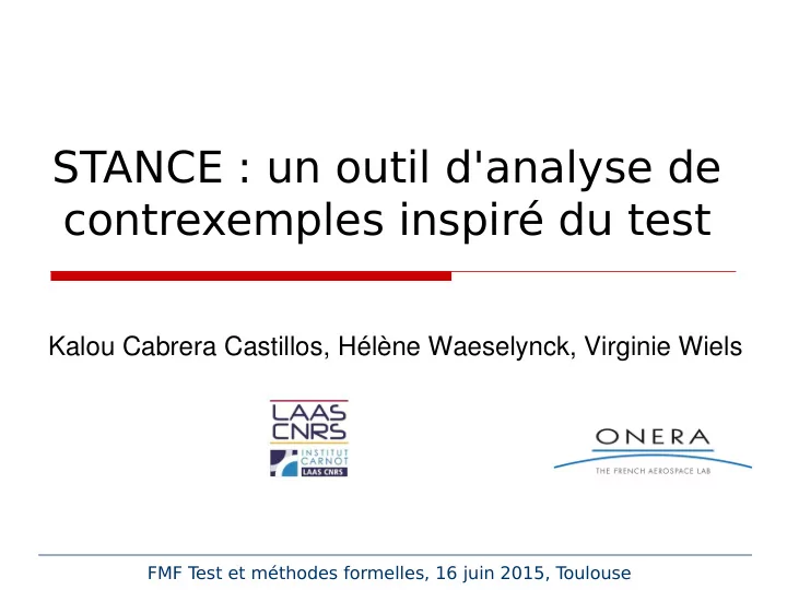 stance un outil d analyse de contrexemples inspir du test