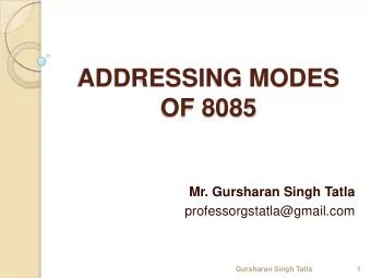 ADDRESSING MODES  OF 8085  Mr. Gursharan Singh Tatla  professorgstatla@gmail.com  Gursharan Singh