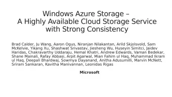 Windows Azure Storage   A Highly Available Cloud Storage Service  with Strong Consistency  Brad