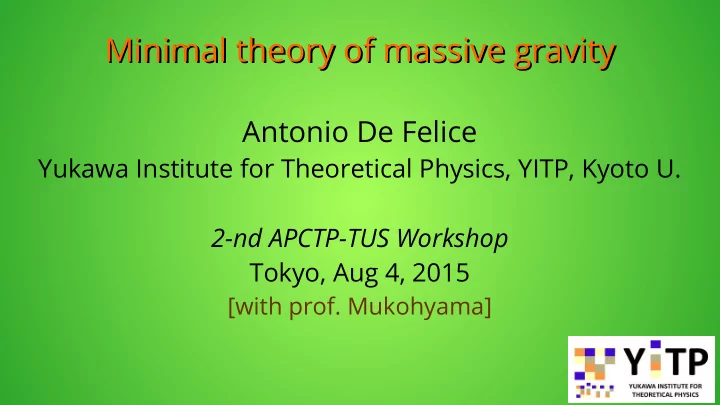 minimal theory of massive gravity minimal theory of
