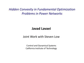Control and Dynamical Systems  California Institute of Technology Power Networks (TPS 11, IFAC 11,
