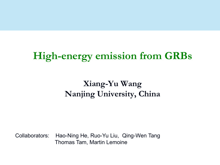 high energy emission from grbs