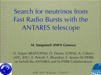 Search for neutrinos from  Fast Radio Bursts with the  ANTARES telescope  M. Sanguineti (INFN