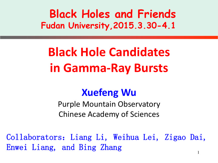 black hole candidates in gamma ray bursts
