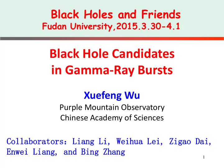 black hole candidates in gamma ray bursts