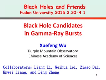 Black Hole Candidates  in Gamma-Ray Bursts  Xuefeng Wu  Purple Mountain Observatory  Chinese