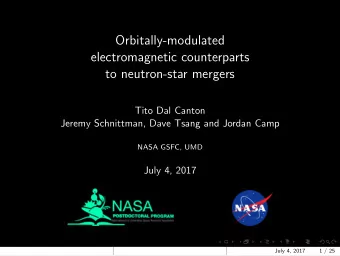 Orbitally-modulated  electromagnetic counterparts  to neutron-star mergers  Tito Dal Canton  Jeremy