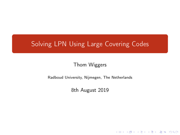 solving lpn using large covering codes