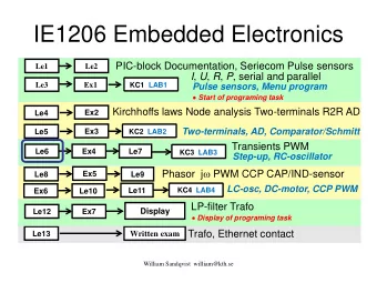 IE1206 Embedded Electronics  PIC-block Documentation, Seriecom Pulse sensors  Le1  Le2 I , U , R ,