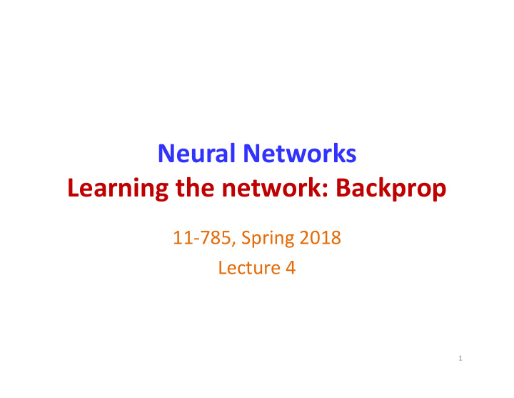 neural networks learning the network backprop