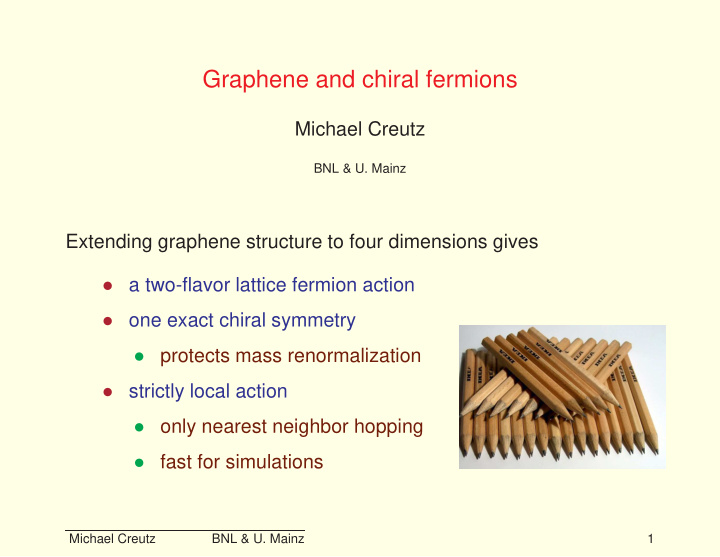 graphene and chiral fermions