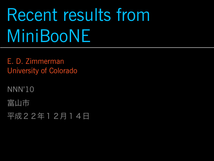 recent results from miniboone