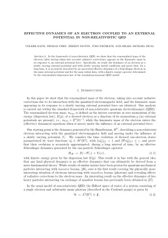 EFFECTIVE DYNAMICS OF AN ELECTRON COUPLED TO AN EXTERNAL  POTENTIAL IN NON-RELATIVISTIC QED  VOLKER