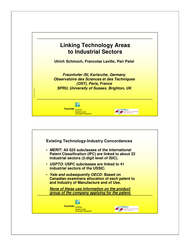 linking technology areas to industrial sectors