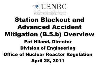 Station Blackout and  Advanced Accident  Mitigation (B.5.b) Overview  Pat Hiland, Director