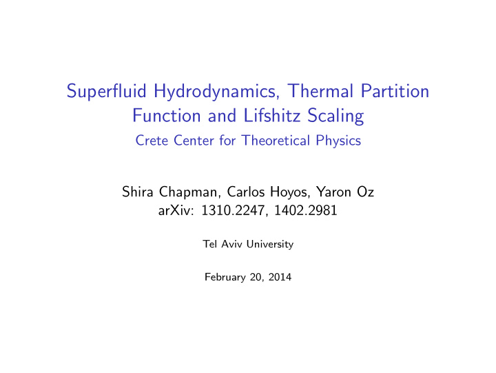 superfluid hydrodynamics thermal partition function and