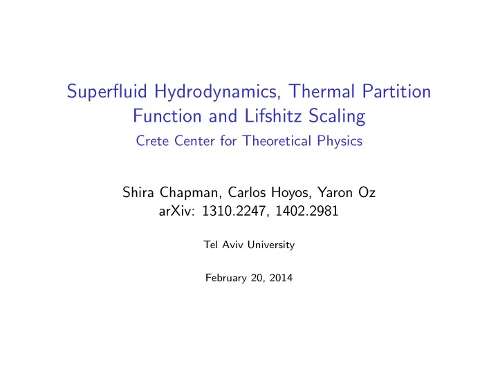 superfluid hydrodynamics thermal partition function and