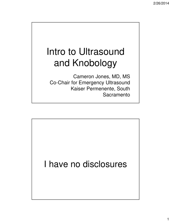 intro to ultrasound and knobology