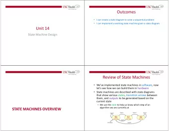 Outcomes  I can create a state diagram to solve a sequential problem  I can implement a