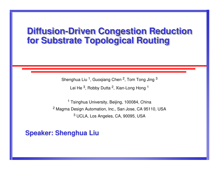 diffusion driven congestion reduction diffusion driven