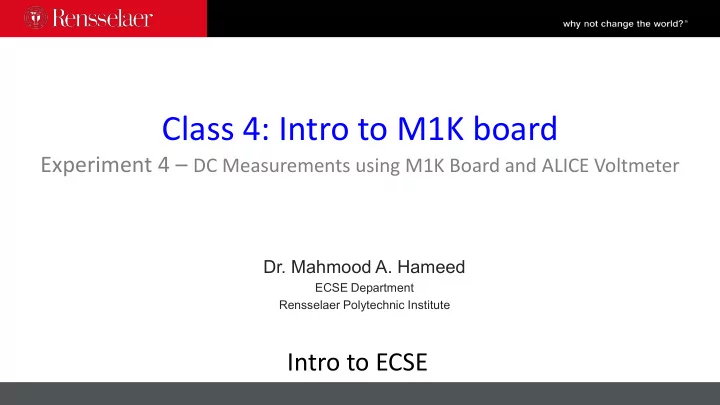 class 4 intro to m1k board