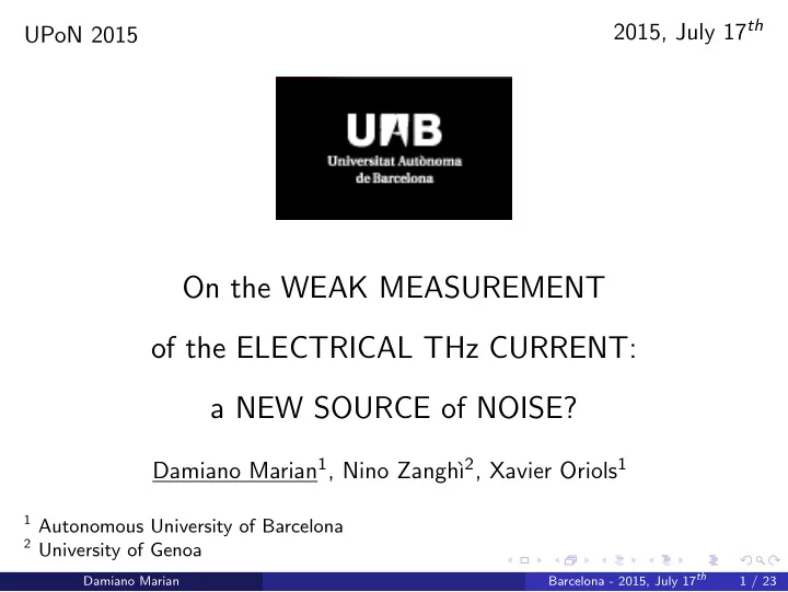 on the weak measurement of the electrical thz current a
